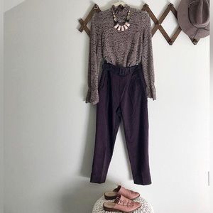 Cartonnier Navy / Burgundy Stripe Belted Trousers